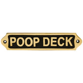 POOP DECK Brass Door sign | black finish 22x5 cm